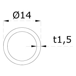 Trubka ø 14x1,5mm, brúsená nerez K320/AISI304, cena za 1m Trubka ø 14x1,5mm, brúsená nerez K320/AISI304, cena za 1m